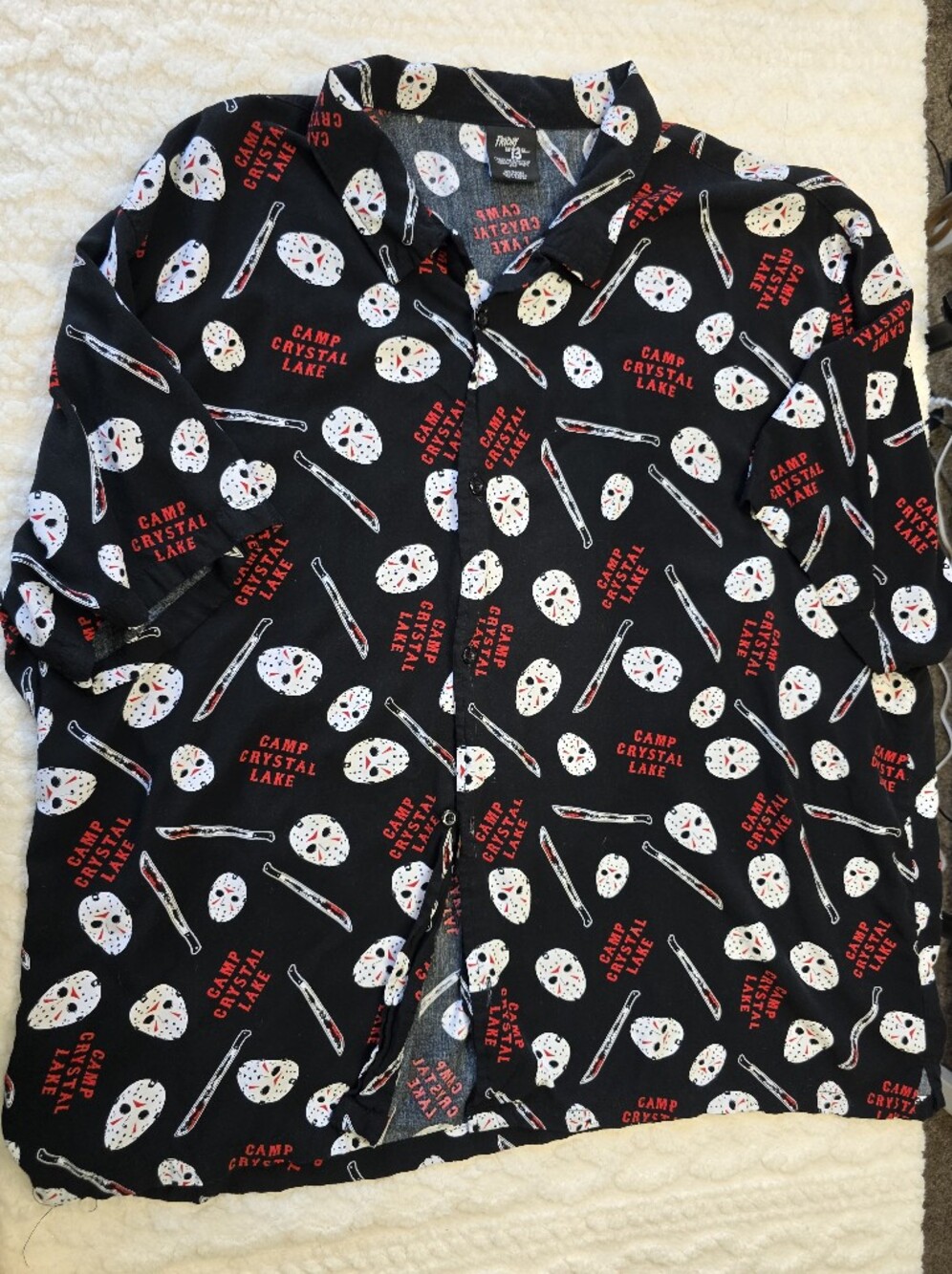 Friday the 13th Jason Camp Crystal Lake Button Up Shirt 3XL Horror